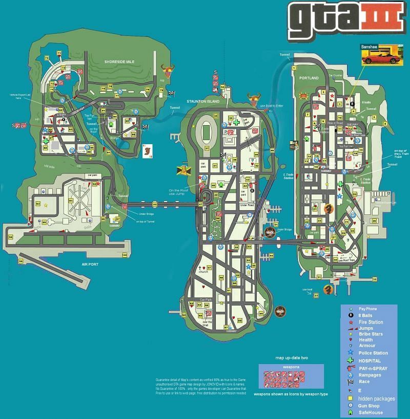 GTA: Sarjan jokaisen päälinjapelin karttakoko