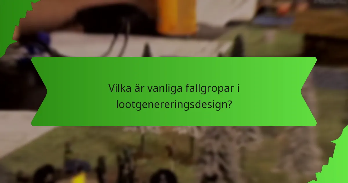 Vilka är vanliga fallgropar i lootgenereringsdesign?