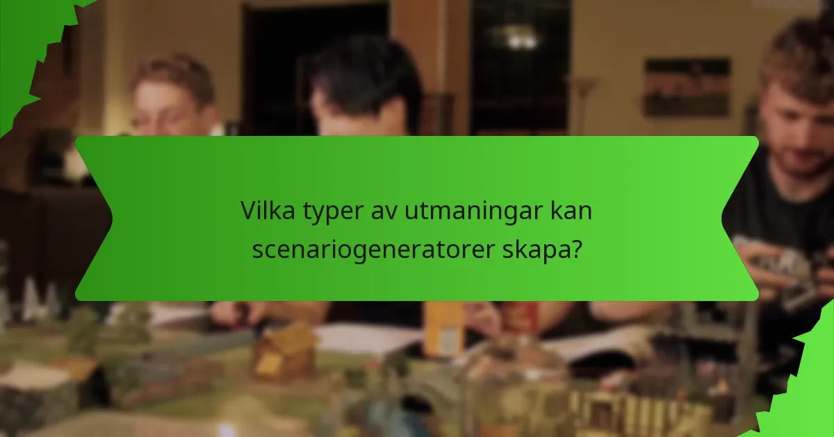 Vilka typer av utmaningar kan scenariogeneratorer skapa?